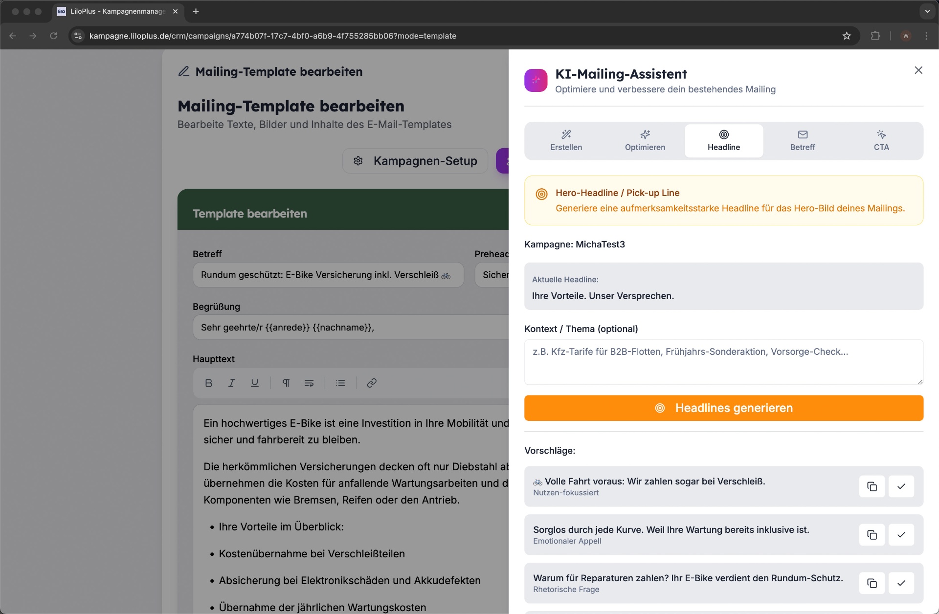 AI headline generator: Attention-grabbing hero headlines in three styles — benefit-focused, emotional, rhetorical.